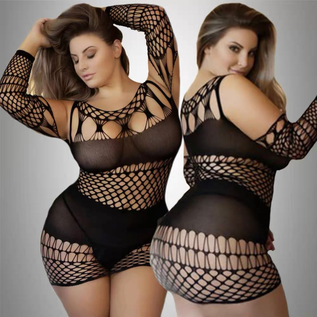 Plus Size Lace Bodycon Bodysuit