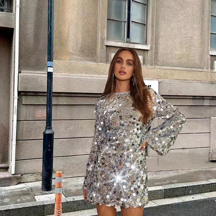 Silver sequin dress