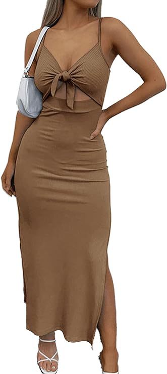 Lace-up knit bodycon dress