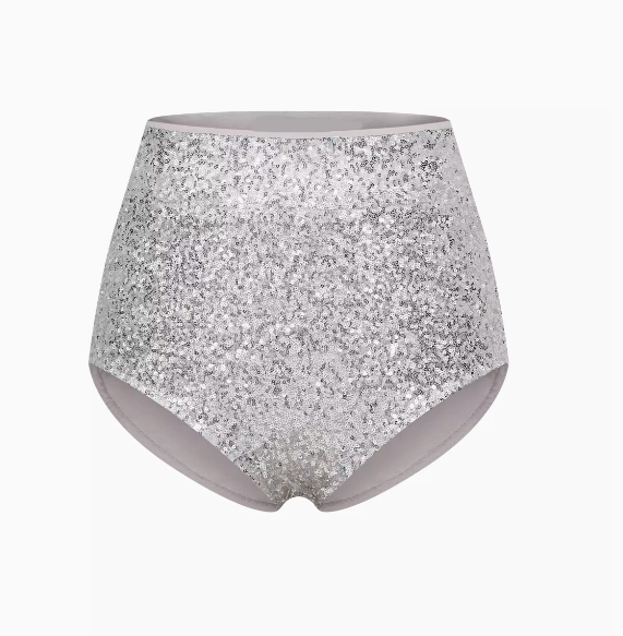 Pop Glitter Sequin High Waisted Stretch Semi-Wrap Shorts