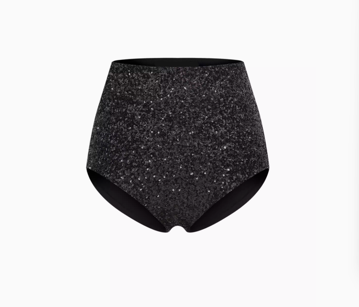 Pop Glitter Sequin High Waisted Stretch Semi-Wrap Shorts