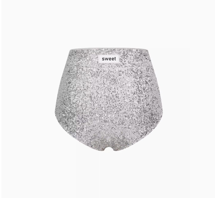 Pop Glitter Sequin High Waisted Stretch Semi-Wrap Shorts