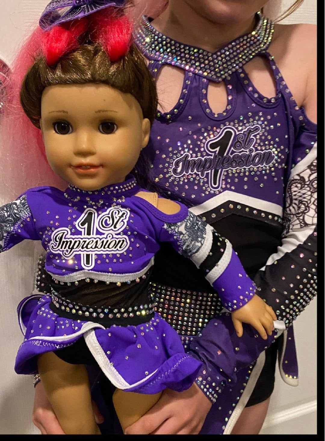 Custom Girl doll Rhinestones Uniform🎀FREE Bow Hair Clip with Purchase🎀Free Shipping